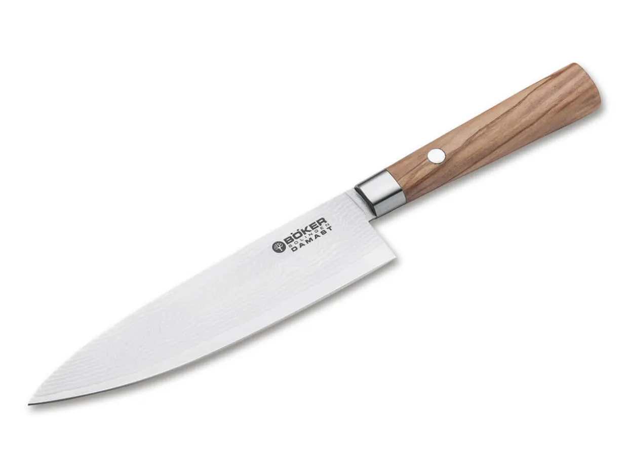 Damast Olive Chefmesser Klein